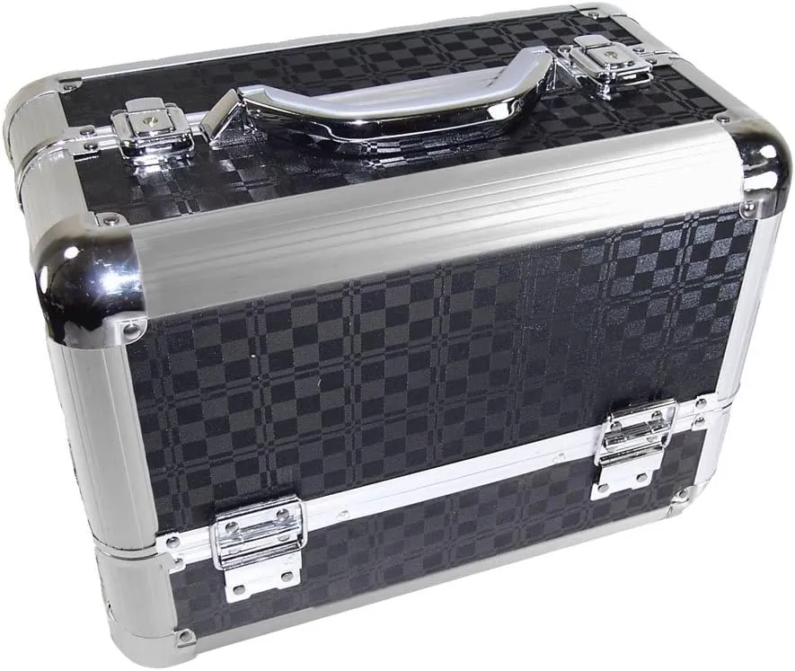 Professional Artist Makeup Train Case Organizer (Black_Checker)