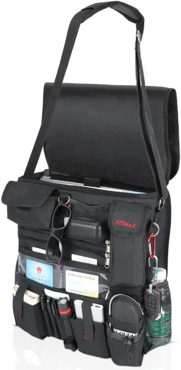 Professional Car Truck Front Seat Organizer, Patrol Police Bag With dedicated and Secured laptop Storage, Carefully Designed with 25 Compartments. Truly your Office Within Arm's Reach., B001