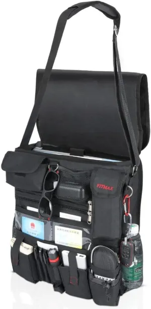 Professional Car Truck Front Seat Organizer, Patrol Police Bag With dedicated and Secured laptop Storage, Carefully Designed with 25 Compartments. Truly your Office Within Arm's Reach., B001