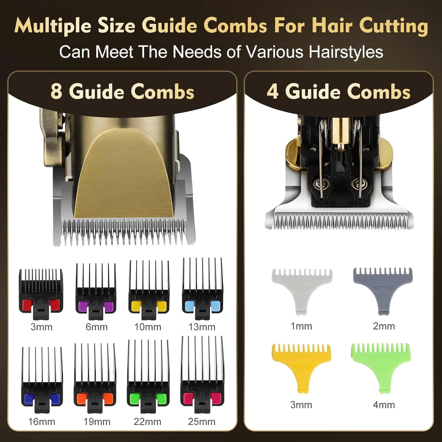 Professional Hair Clippers for Men,Hair Clippers T-Blade Trimmer Electric Shaver Nose Hair Trimmer Set,4 in 1 Cordless Barber Hair Cutting Kit LCD Display Gifts (Gold)