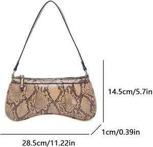 PU Shoulder Bag for Women, Snake Skin Print Shoulder Purse Large Capacity Trendy Designer Handbag Zipper Closure Chic Hobo Bag Outdoor Travel Bag