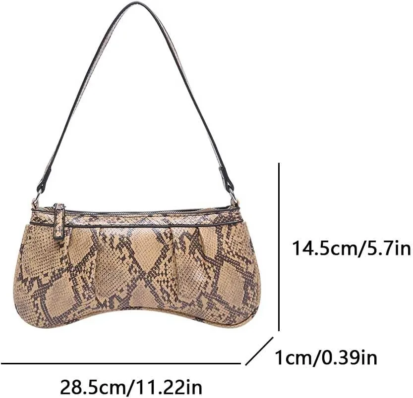 PU Shoulder Bag for Women, Snake Skin Print Shoulder Purse Large Capacity Trendy Designer Handbag Zipper Closure Chic Hobo Bag Outdoor Travel Bag