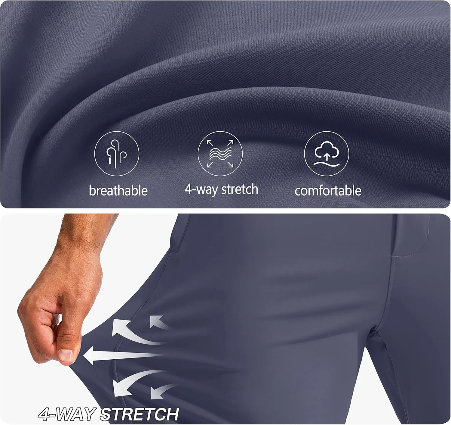 Pudolla Men's Golf Pants Stretch Sweatpants with Zipper Pockets Slim Fit Work Casual Joggers Pants for Men