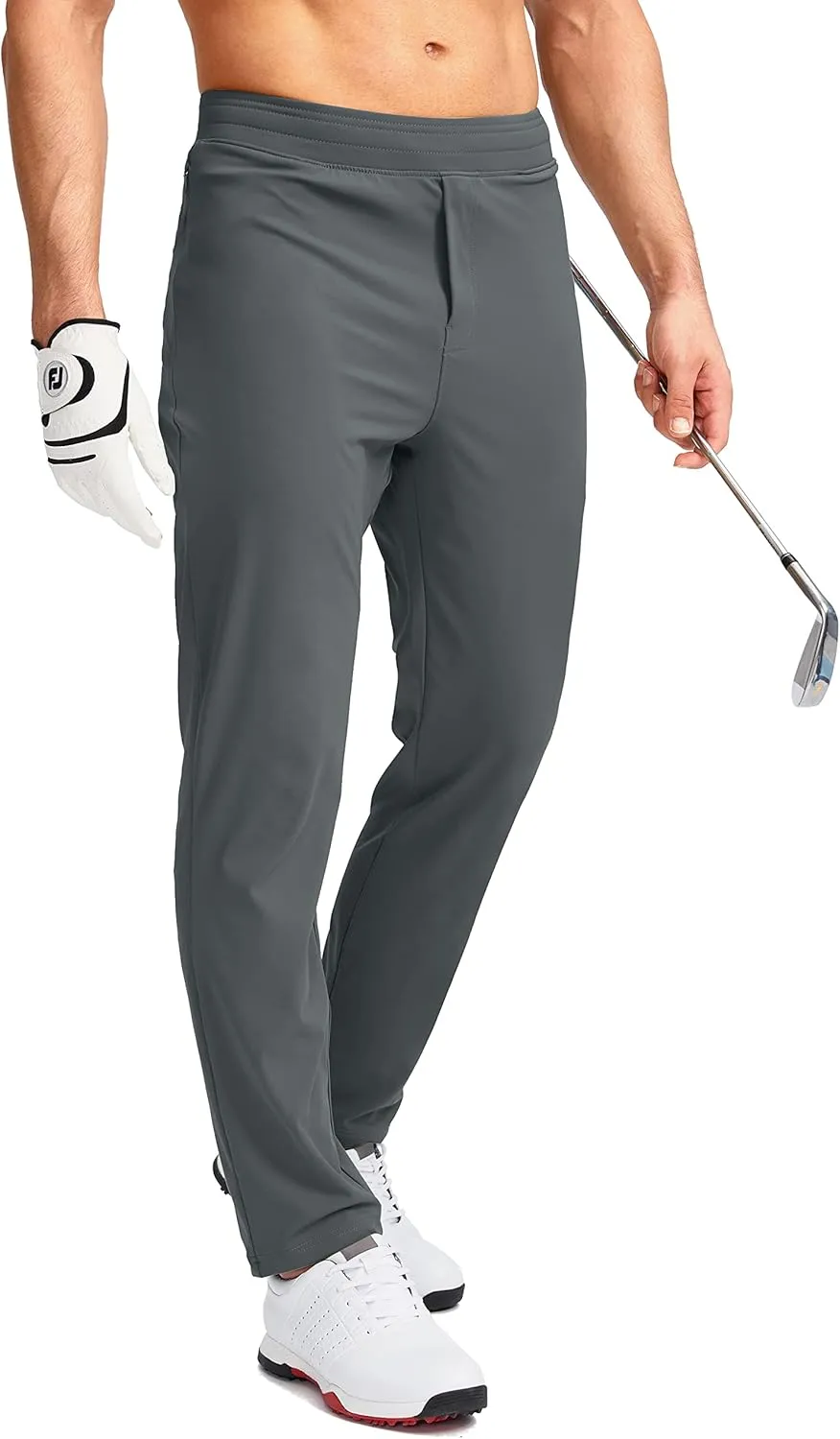 Pudolla Men's Golf Pants Stretch Sweatpants with Zipper Pockets Slim Fit Work Casual Joggers Pants for Men