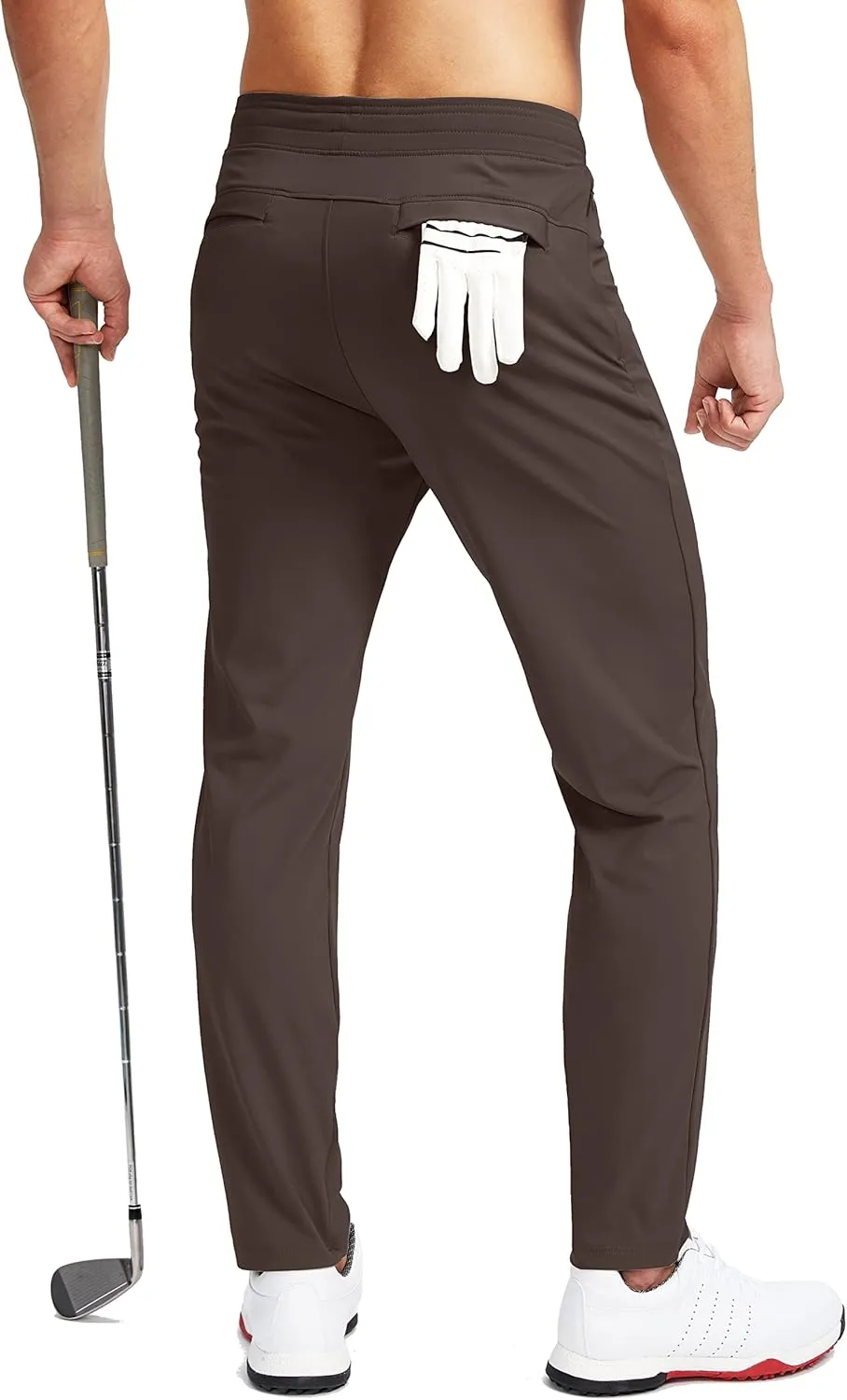 Pudolla Men's Golf Pants Stretch Sweatpants with Zipper Pockets Slim Fit Work Casual Joggers Pants for Men