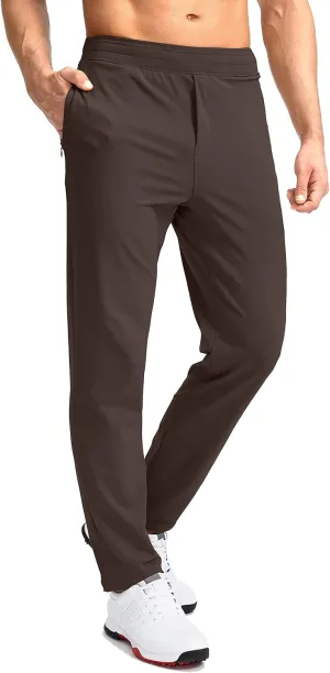 Pudolla Men's Golf Pants Stretch Sweatpants with Zipper Pockets Slim Fit Work Casual Joggers Pants for Men