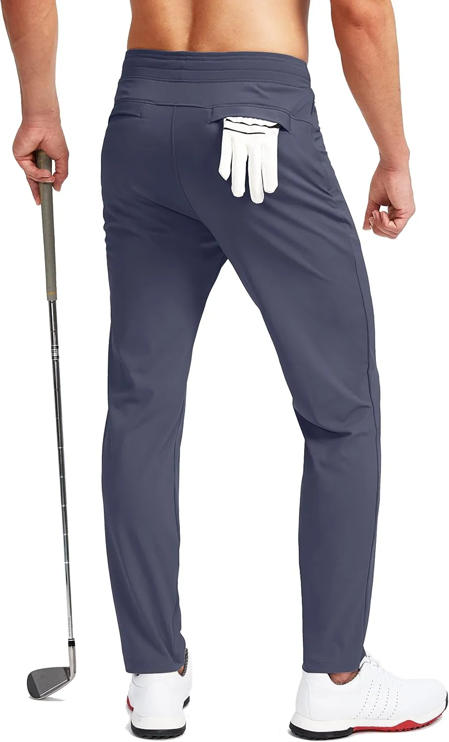 Pudolla Men's Golf Pants Stretch Sweatpants with Zipper Pockets Slim Fit Work Casual Joggers Pants for Men