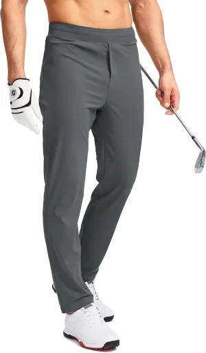 Pudolla Men's Golf Pants Stretch Sweatpants with Zipper Pockets Slim Fit Work Casual Joggers Pants for Men
