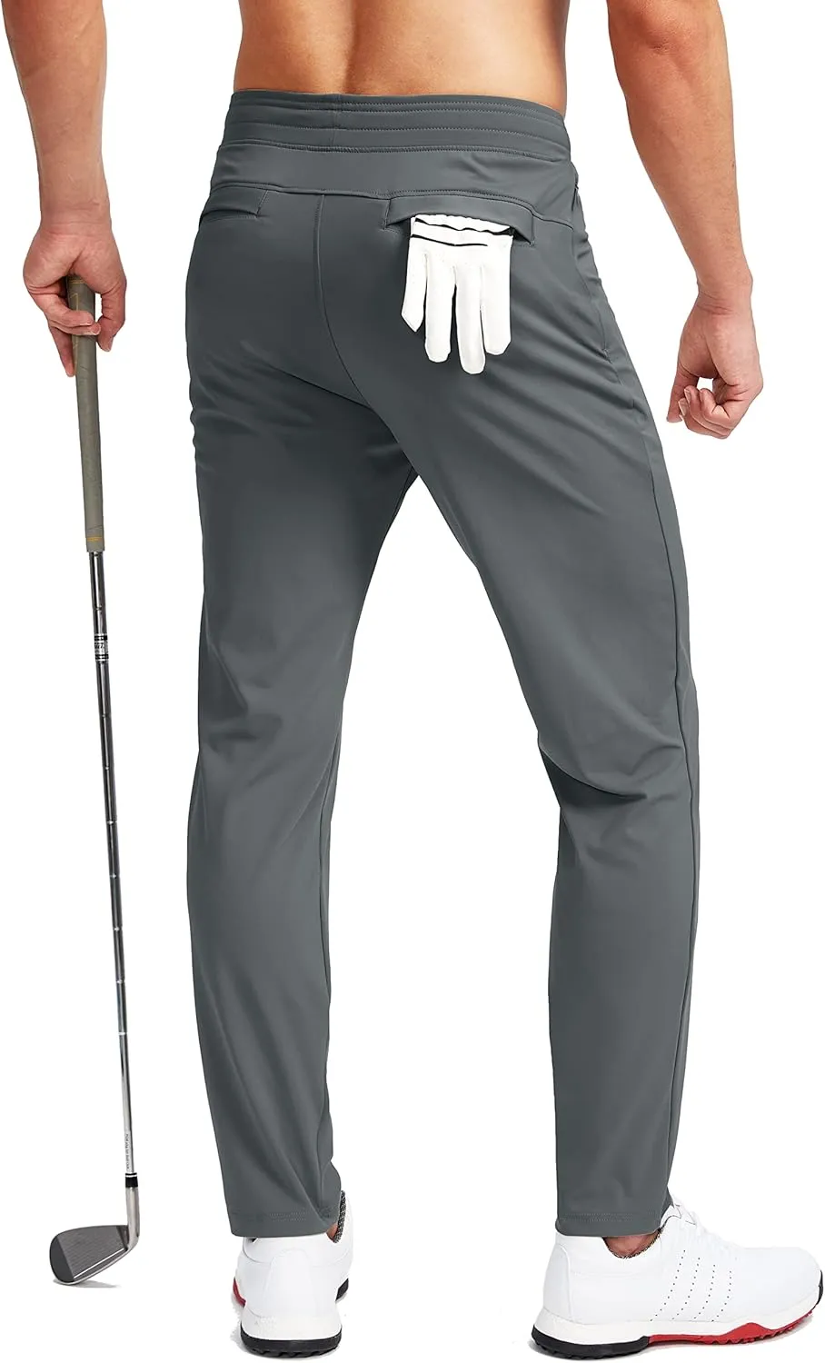 Pudolla Men's Golf Pants Stretch Sweatpants with Zipper Pockets Slim Fit Work Casual Joggers Pants for Men