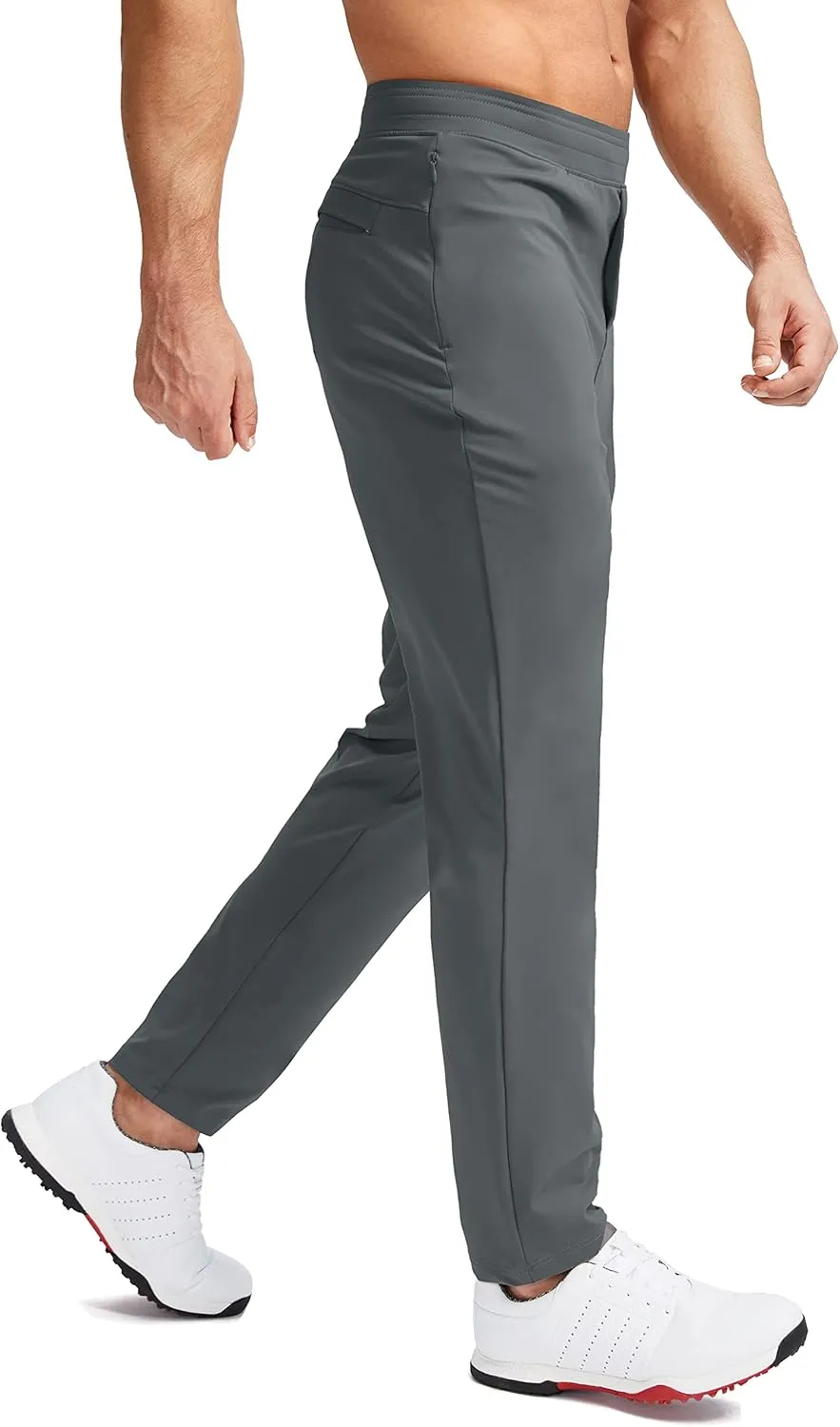 Pudolla Men's Golf Pants Stretch Sweatpants with Zipper Pockets Slim Fit Work Casual Joggers Pants for Men