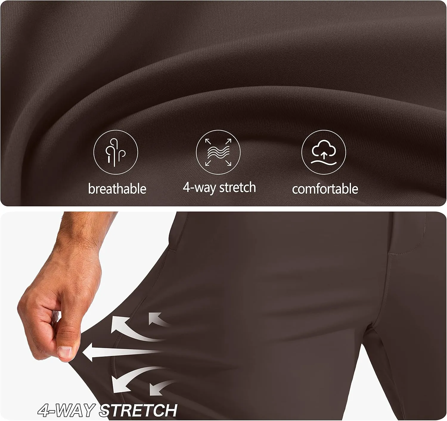 Pudolla Men's Golf Pants Stretch Sweatpants with Zipper Pockets Slim Fit Work Casual Joggers Pants for Men