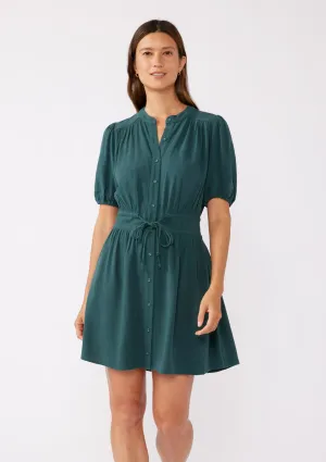 Puff Sleeve Button Down Mini Dress