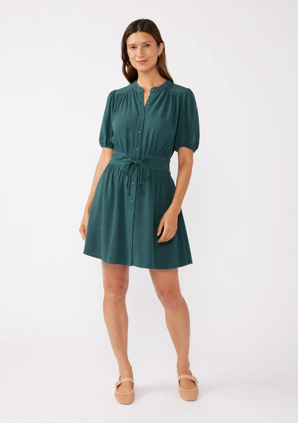 Puff Sleeve Button Down Mini Dress