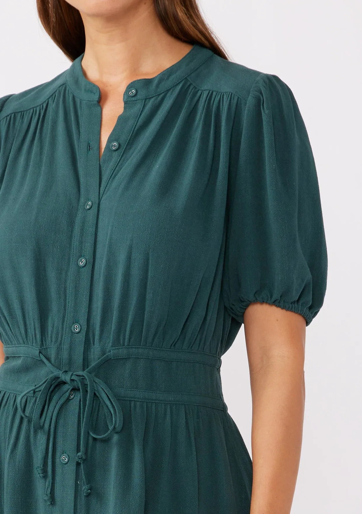 Puff Sleeve Button Down Mini Dress