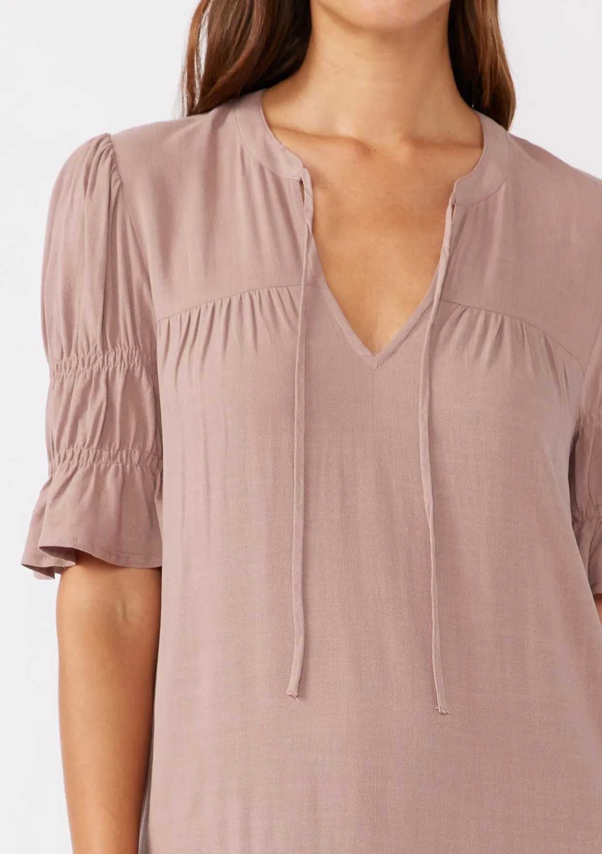 Puff Sleeve Tie Mini Dress
