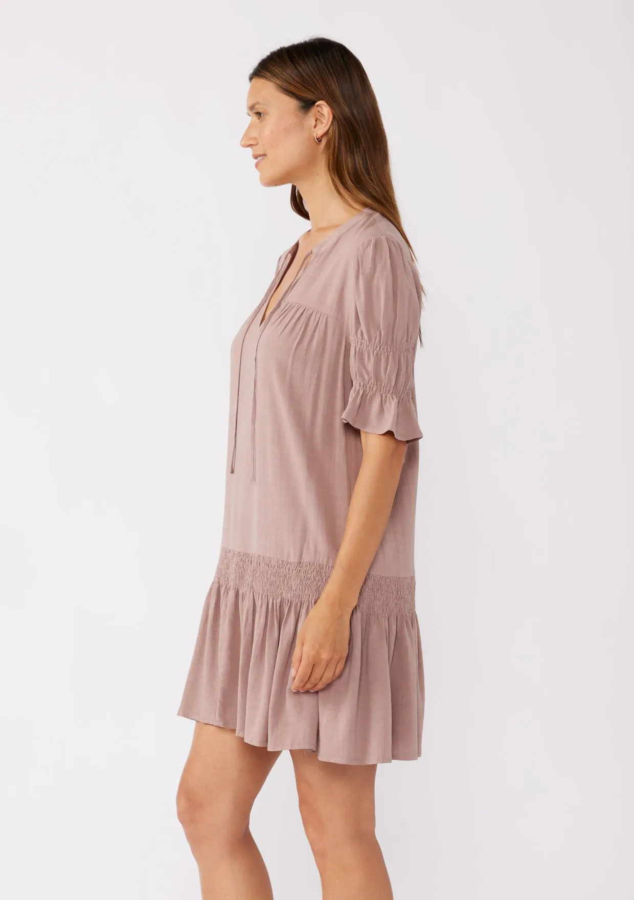 Puff Sleeve Tie Mini Dress