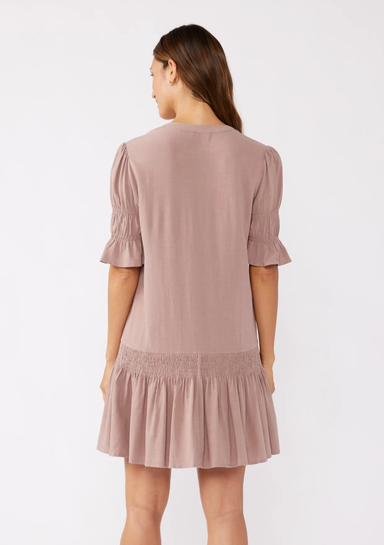 Puff Sleeve Tie Mini Dress