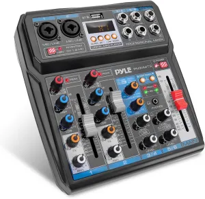 Pyle Professional Wireless DJ Audio Mixer - 6-Channel Bluetooth Compatible DJ Controller Sound Mixer w/ DSP Effects, USB Audio Interface, Dual RCA In, XLR/1/4" Microphone In, Headphone Jack- PMX44T.5