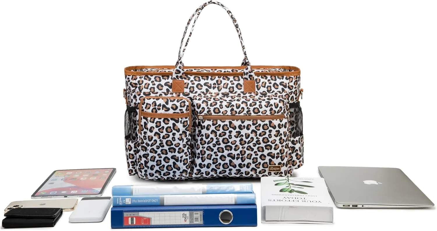 Rabjen Nurse Tote Bag for Work with Padded 15.6” Laptop Sleeve, Medical Supplies Shoulder Bag for Home Health Care