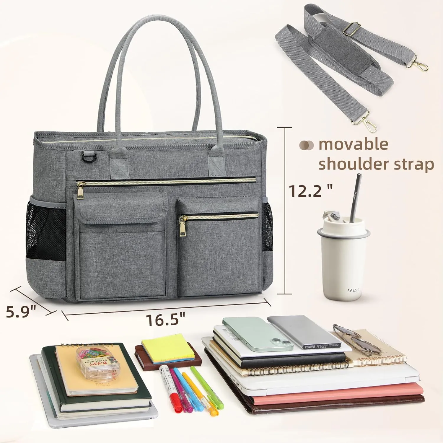 RAINSMORE Laptop Bag for Women 15.6 Inch Work Teacher Tote Nurse Bag Professional Laptop Tote Computer Messenger Shoulder Bags Large Handbag Business Office Work Briefcase