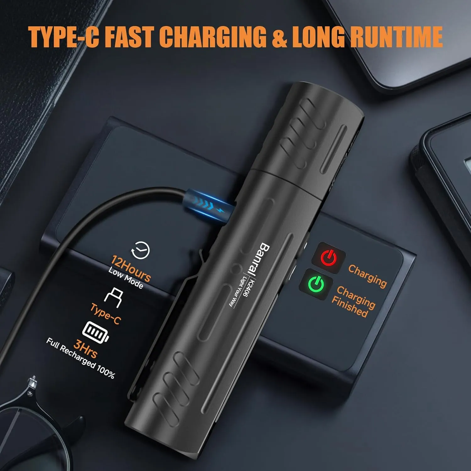 Rechargeable Tactical Flashlights High Lumens - Super Bright Small Powerful LED Magnetic USB C Flashlight, 8 Modes, Dual Button Waterproof Pocket Flash Light for Emergency, Car (2, Black)