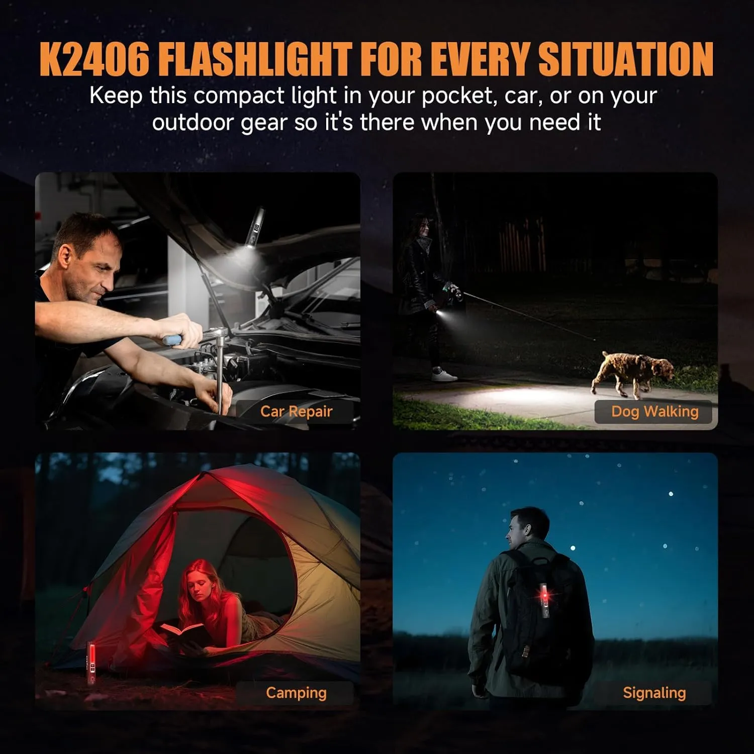 Rechargeable Tactical Flashlights High Lumens - Super Bright Small Powerful LED Magnetic USB C Flashlight, 8 Modes, Dual Button Waterproof Pocket Flash Light for Emergency, Car (2, Black)
