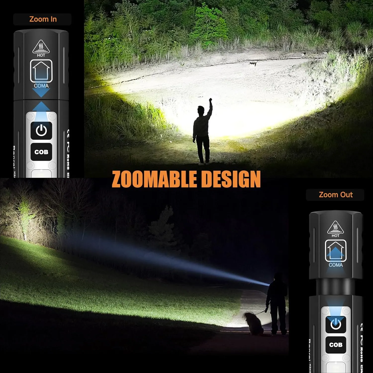 Rechargeable Tactical Flashlights High Lumens - Super Bright Small Powerful LED Magnetic USB C Flashlight, 8 Modes, Dual Button Waterproof Pocket Flash Light for Emergency, Car (2, Black)