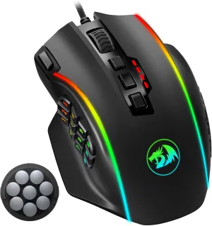 Redragon Gaming Mouse, MMO Mouse Gaming UP 12400 DPI, 16 Macro Programmable Buttons, RGB Mouse with 12 Side Buttons, 8 * 2.4g Weight Tuning for PC Laptop MOBA FPS, M901K, Black