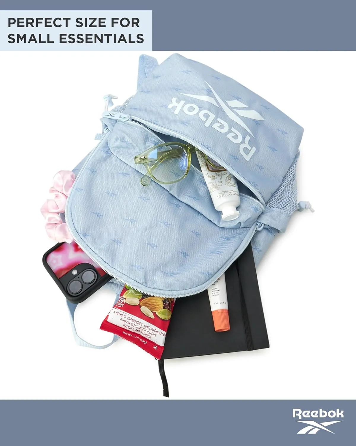 Reebok Women's Backpack - Lightweight Mini Essential Backpack - Small Casual Travel Bag for Women, Blue Serena