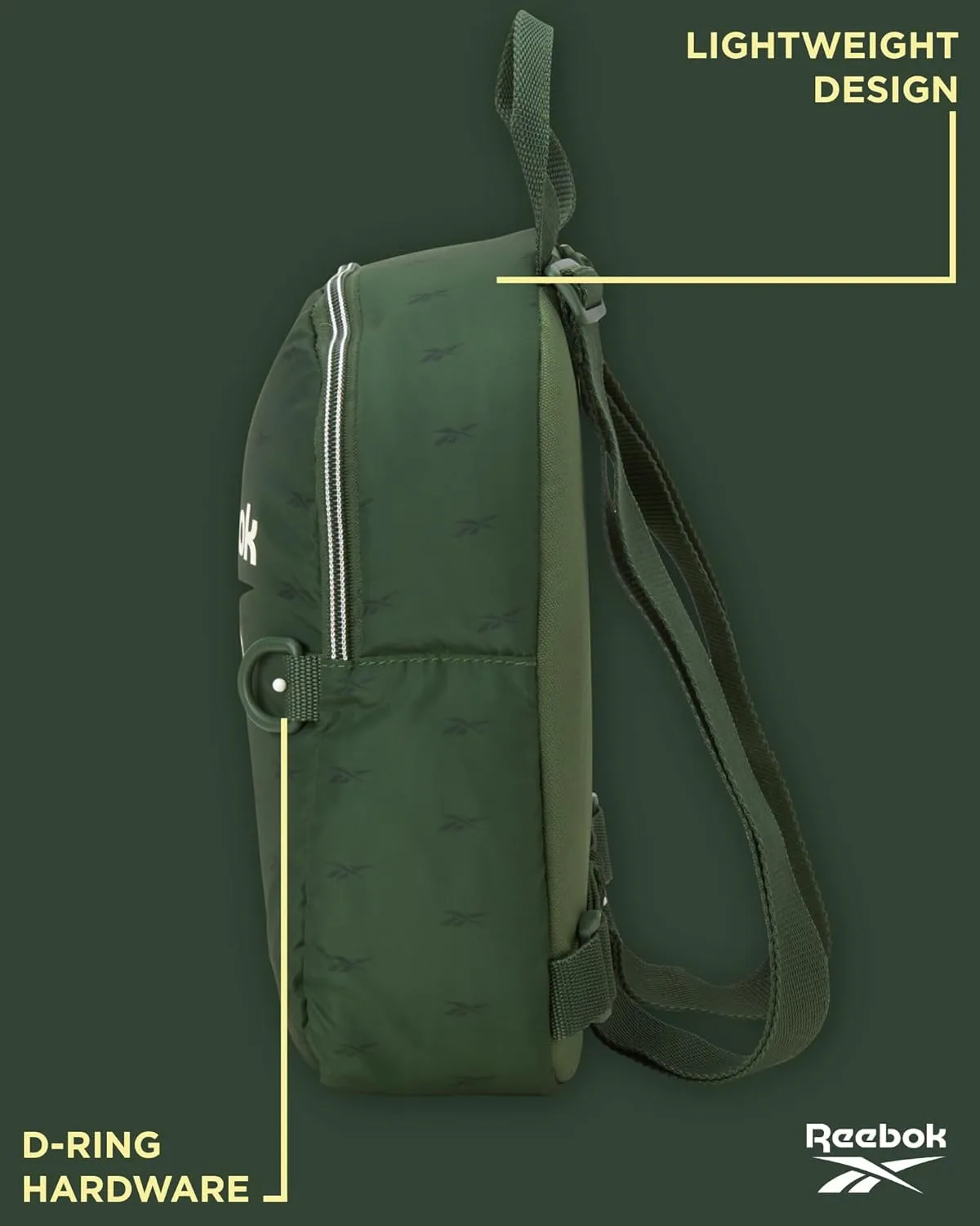 Reebok Women's Backpack - Lightweight Mini Essential Backpack - Small Casual Travel Bag for Women, Green Reagan