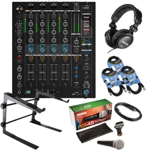 Reloop RMX-95 Digital Club Mixer, Shure PG48, Laptop Stand, Tascam TH02, (3) XLR Cables Bundle