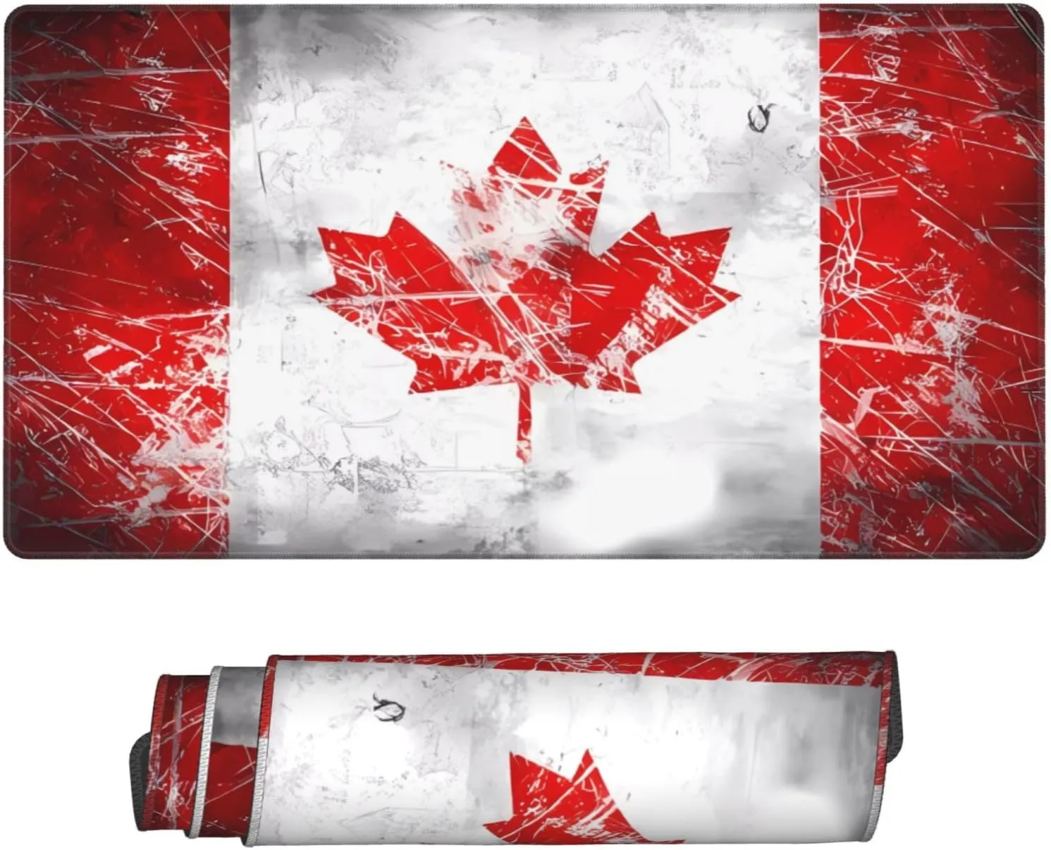Retro Canada Flag Non-Slip Desk Pad,Mouse Pad,Waterproof PVC Desk Table Protector, Easy Clean Laptop Desk Writing Mat for Office Work/Home/Decor