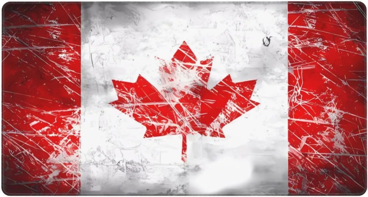 Retro Canada Flag Non-Slip Desk Pad,Mouse Pad,Waterproof PVC Desk Table Protector, Easy Clean Laptop Desk Writing Mat for Office Work/Home/Decor