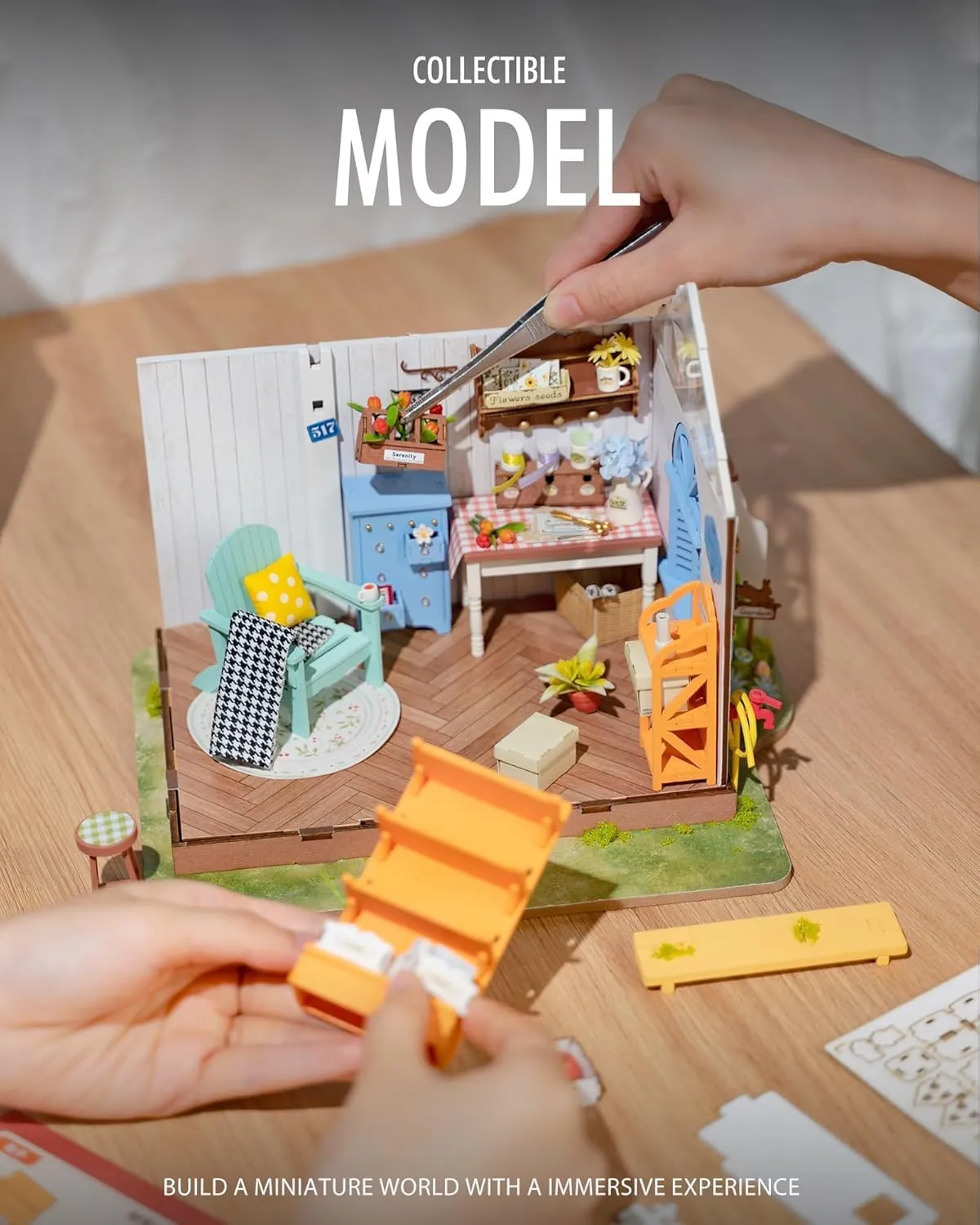 Rolife DIY Miniature House Kit for Adults, Easy Assemble Mini Greenhouse Dollhouse Building Model Sets, Tiny Wooden Garden House Hobby Crafts as Unique Gift Ideas or Home Decor