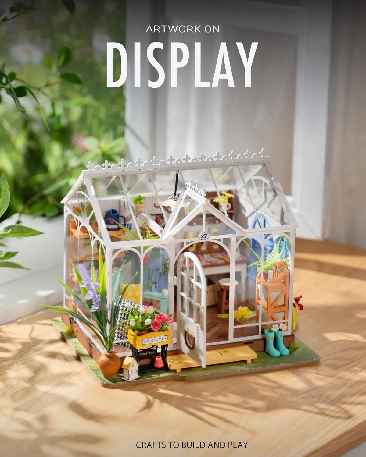 Rolife DIY Miniature House Kit for Adults, Easy Assemble Mini Greenhouse Dollhouse Building Model Sets, Tiny Wooden Garden House Hobby Crafts as Unique Gift Ideas or Home Decor