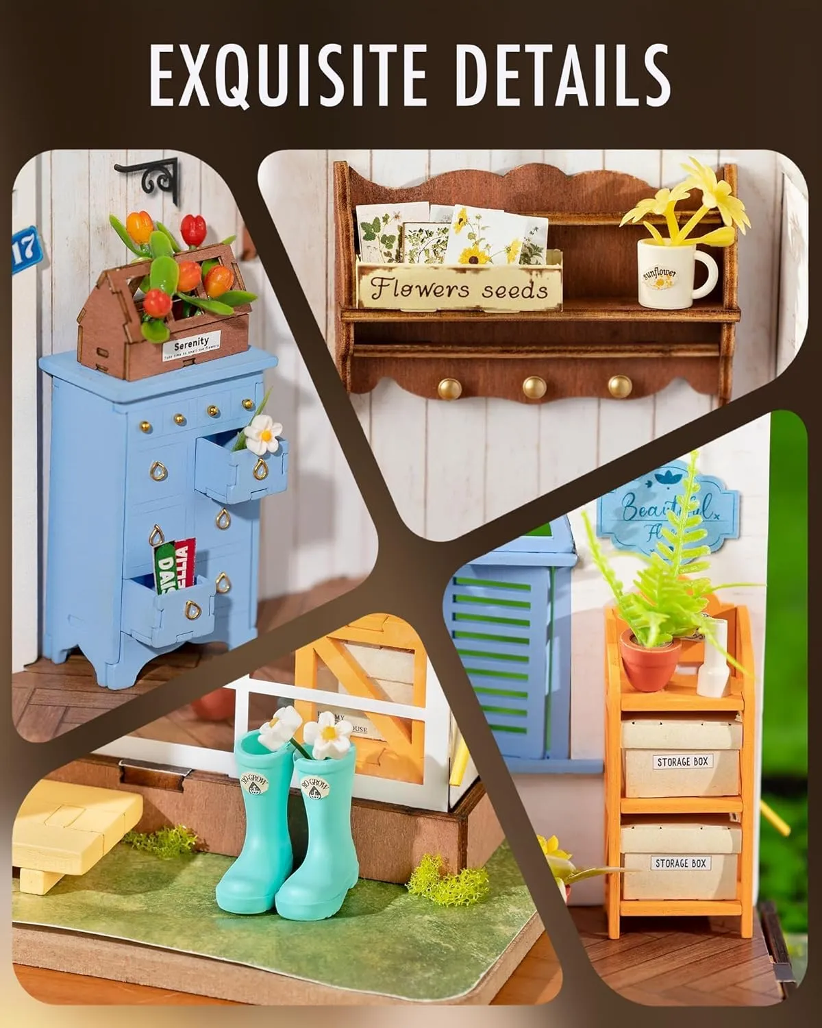 Rolife DIY Miniature House Kit for Adults, Easy Assemble Mini Greenhouse Dollhouse Building Model Sets, Tiny Wooden Garden House Hobby Crafts as Unique Gift Ideas or Home Decor