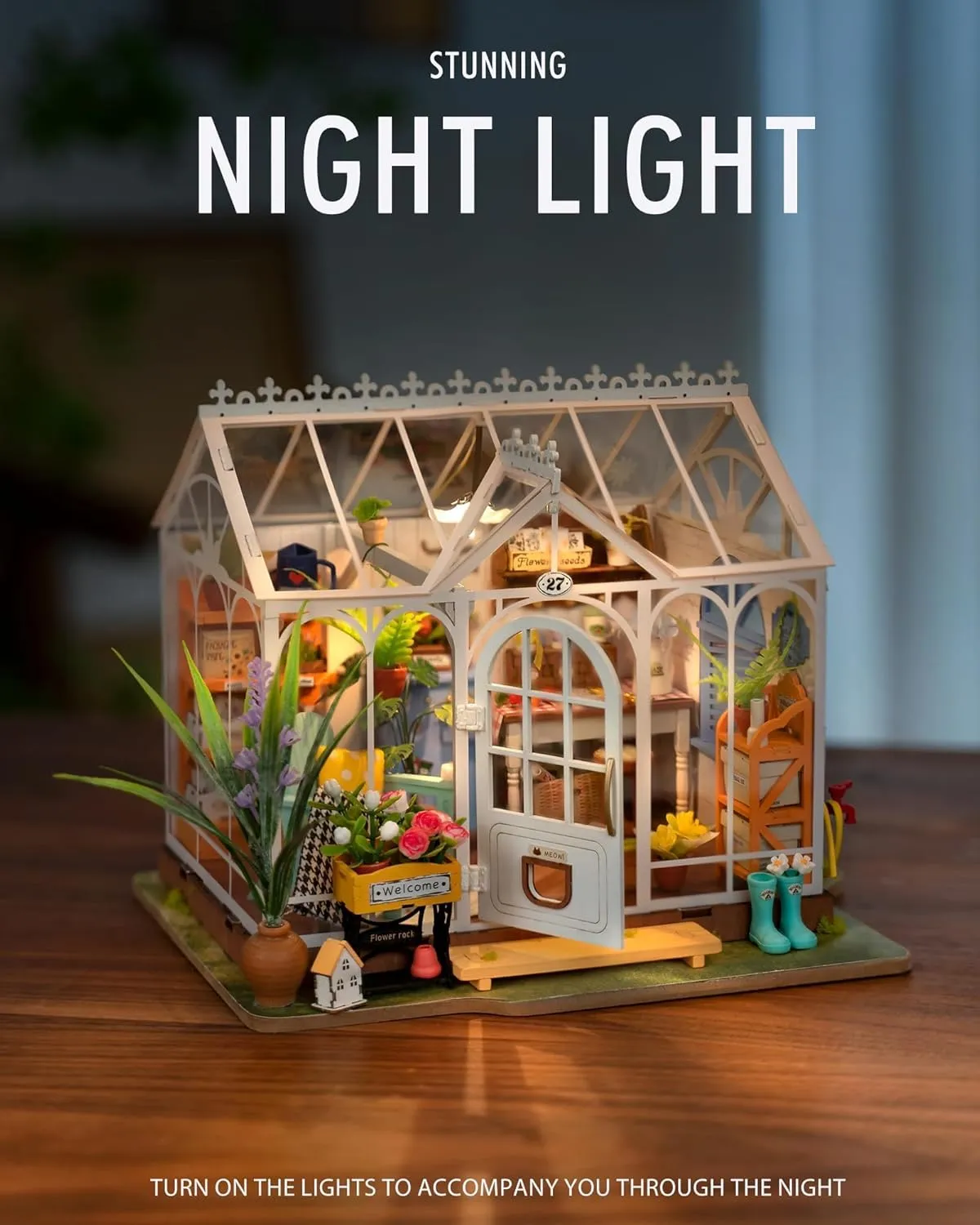 Rolife DIY Miniature House Kit for Adults, Easy Assemble Mini Greenhouse Dollhouse Building Model Sets, Tiny Wooden Garden House Hobby Crafts as Unique Gift Ideas or Home Decor