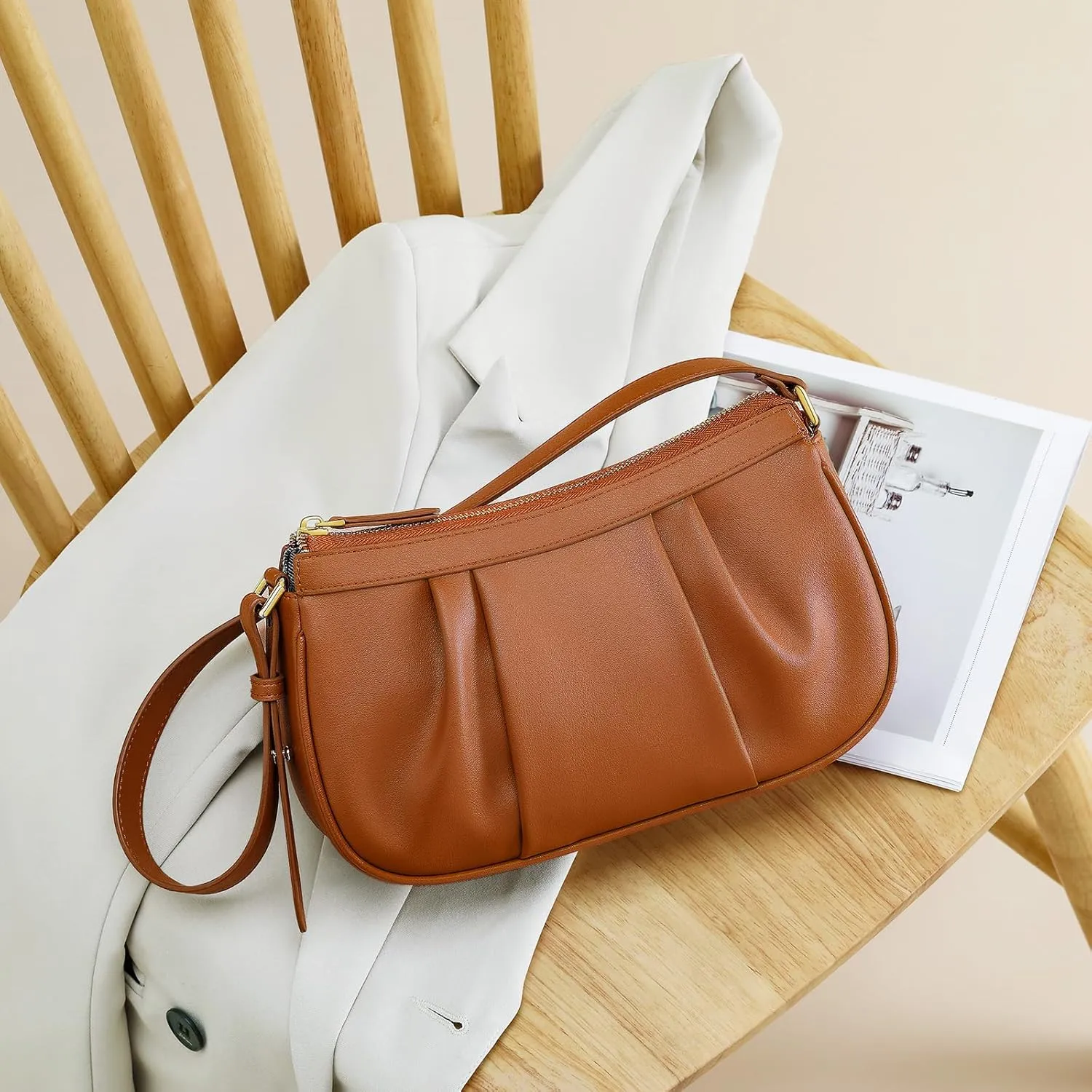 RONSIN Small Shoulder Bag for Women Mini Clutch Purse Tote Handbag Zipper Closure Crossbody Hobo Purse