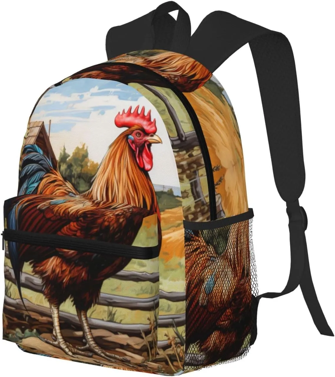 Rooster On Wood In Farmland Men Women Office Laptop Backpack,Work Bag 15.7 Inch Business Travel Bags Large Capacity