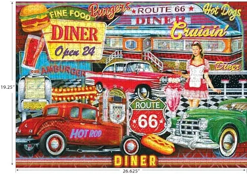 RoseArt - Kodak Premium - 50's Diner - 1000 Piece Jigsaw Puzzle for Adults