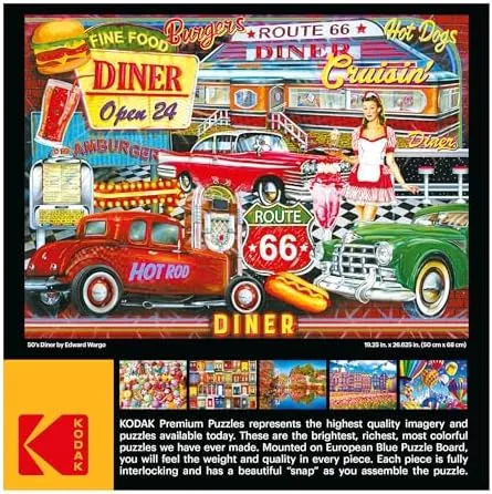 RoseArt - Kodak Premium - 50's Diner - 1000 Piece Jigsaw Puzzle for Adults