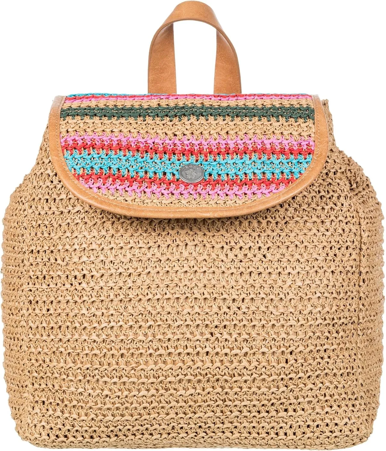 Roxy Women's Stylish Durable Woven Straw Backpack with Adjustable Straps, Coco Pearl-Natural, One Size