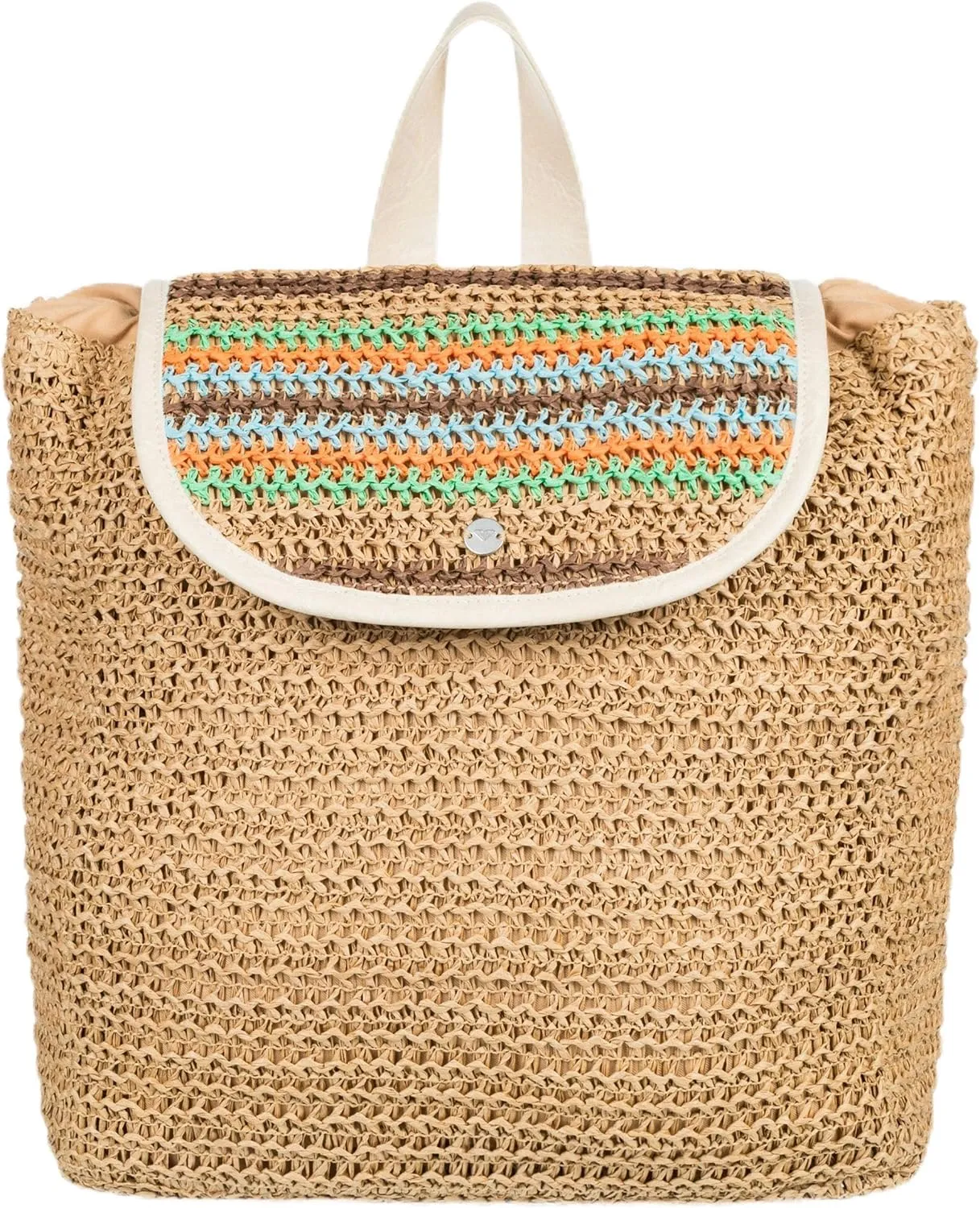 Roxy Women's Stylish Durable Woven Straw Backpack with Adjustable Straps, Coco Pearl-Natural Sea, One Size