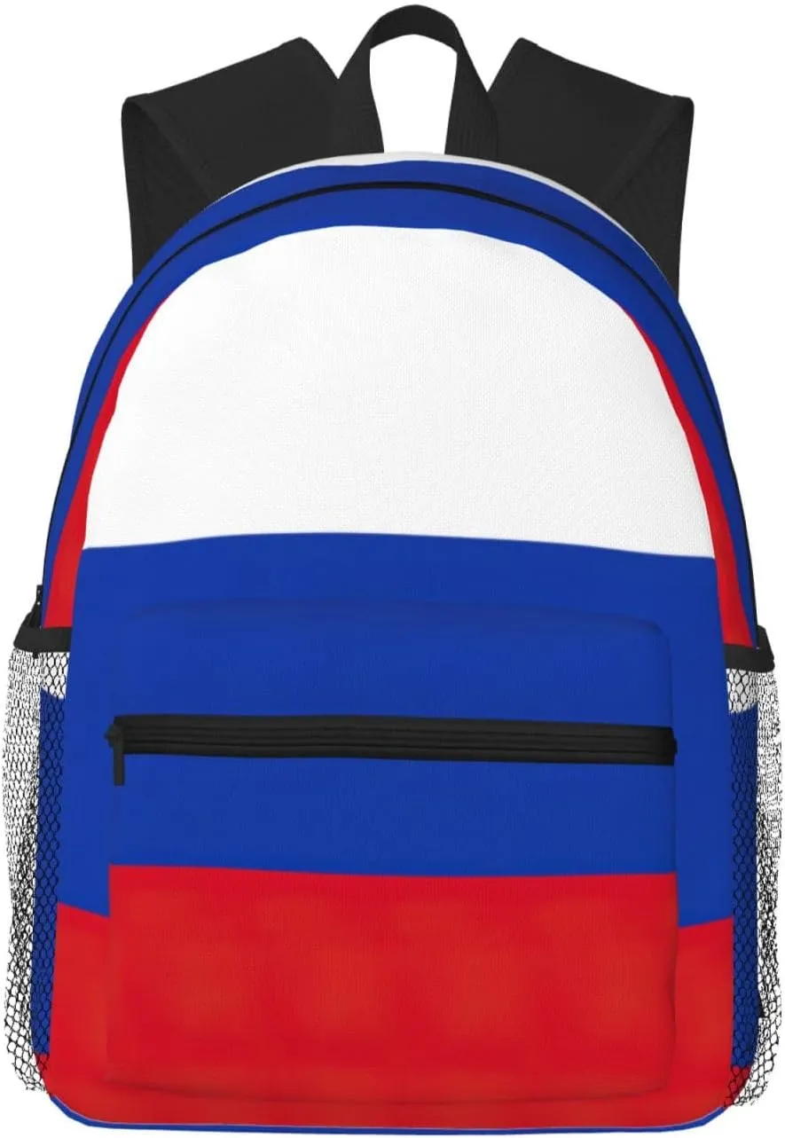 Russian Flag Men Women Office Laptop Backpack,Work Bag 15.7 Inch Business Travel Bags Large Capacity