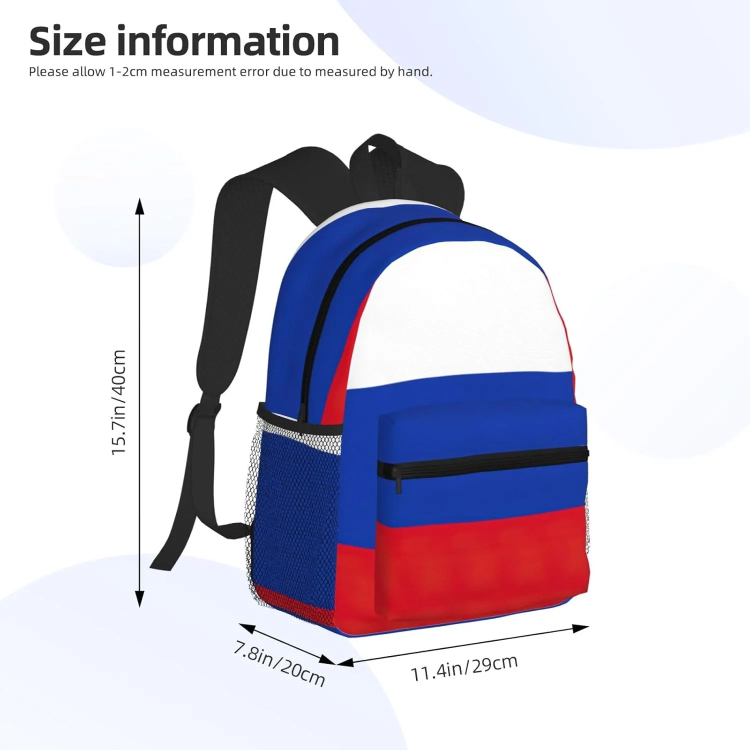 Russian Flag Men Women Office Laptop Backpack,Work Bag 15.7 Inch Business Travel Bags Large Capacity