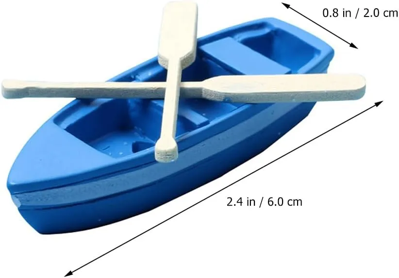 SAFIGLE Miniature Boat Set with Wood Trim, Oars, Light House Decor, Mini Toy, Beach Toys, Child Resin Life Buoy, Dining Table Decor