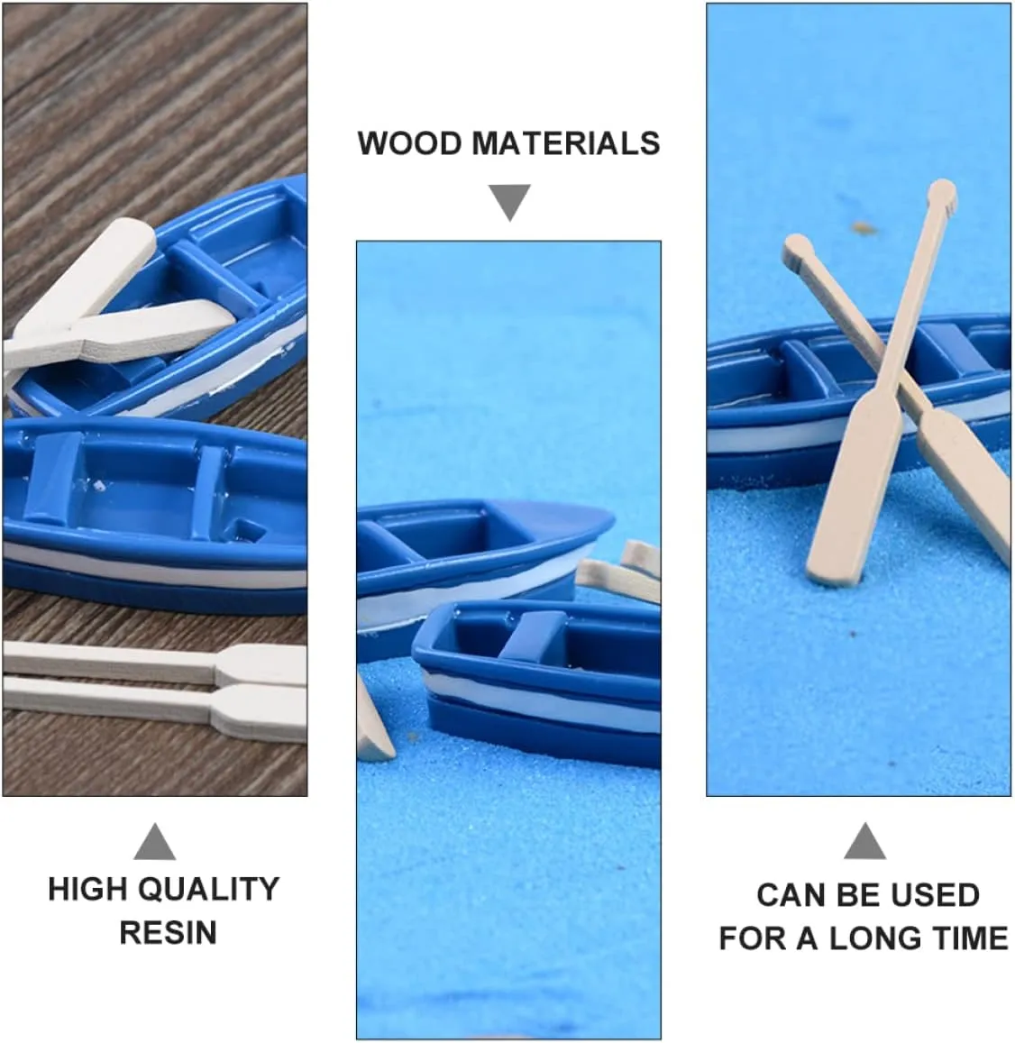 SAFIGLE Miniature Boat Set with Wood Trim, Oars, Light House Decor, Mini Toy, Beach Toys, Child Resin Life Buoy, Dining Table Decor