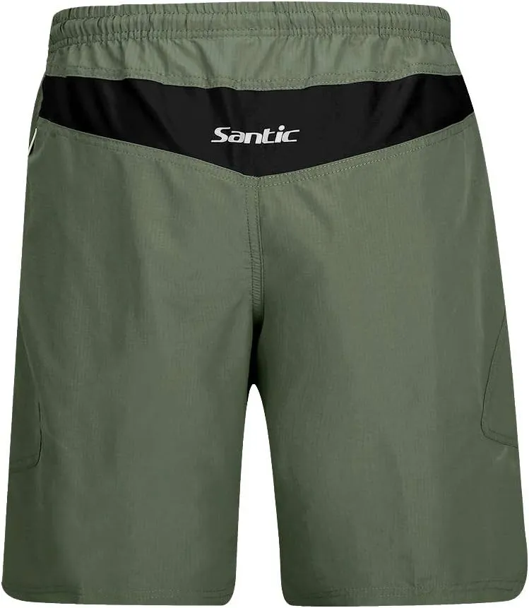 Santic Men's Bike Shorts Loose-Fit Softshell Mountain Bike with Padded Cycling Shorts MTB Bicycle Trail Shorts
