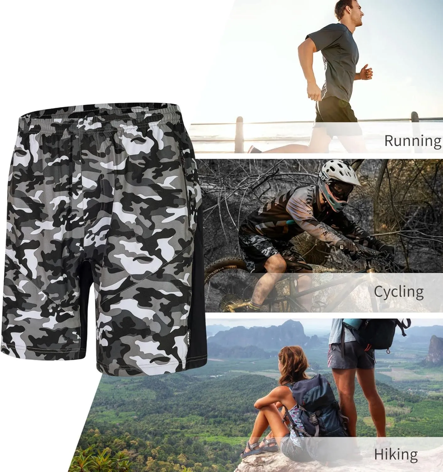 Santic Men's Bike Shorts Loose-Fit Softshell Mountain Bike with Padded Cycling Shorts MTB Bicycle Trail Shorts
