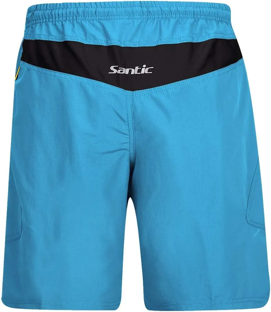 Santic Men's Bike Shorts Loose-Fit Softshell Mountain Bike with Padded Cycling Shorts MTB Bicycle Trail Shorts